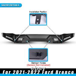 Rear Bumper for 2021 2022 Ford Bronco Powder Coated Heavy Duty Steel LED Light
