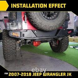 Rear Bumper withLED Lights For 2007-2018 Jeep Wrangler JK Offroad Heavy Duty Steel
