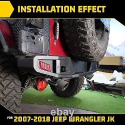 Rear Bumper withLED Lights For 2007-2018 Jeep Wrangler JK Offroad Heavy Duty Steel