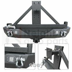 Rear Bumper with Hitch Receiver Spare Tire Rack LED Lights for 07-18 Jeep Wrangler