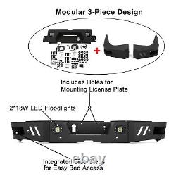 Rear Bumper with Pair LED Lights For 2010-2021 Ram 2500 3500 Heavy Duty Pickup