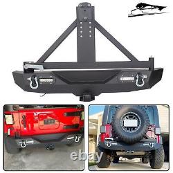 Rear Bumper with Tire Carrier&Hitch Receiver&LED Lights For Jeep Wrangler JK 07-18