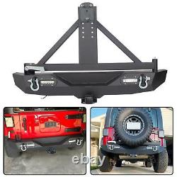 Rear Bumper with Tire Carrier&Hitch Receiver&LED Lights fit Jeep Wrangler 07-18 JK