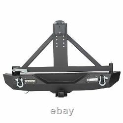 Rear Bumper with Tire Carrier&Hitch Receiver&LED Lights fit Jeep Wrangler 07-18 JK