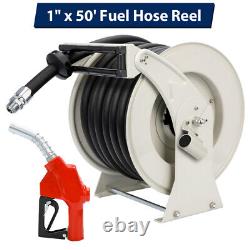 Retractable Diesel Fuel Hose Reel 1 x 50' Heavy Duty Steel Construction 300 PSI