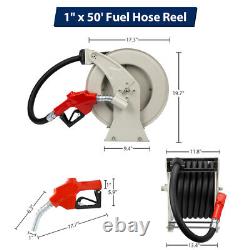 Retractable Diesel Fuel Hose Reel 1 x 50' Heavy Duty Steel Construction 300 PSI