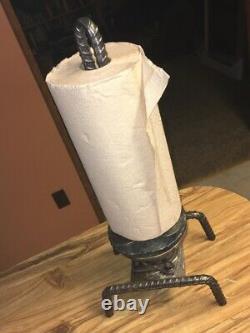 Rustic Heavy Duty Paper Towel Roll Dispenser Industrial Steel Steampunk Holder