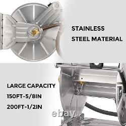 Stainless Steel Garden Hose Reel Heavy Duty, Wall/Floor Mounted Metal Water H