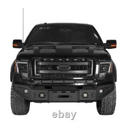 Steel Black Front Bumper withWinch Plate & LED spotlights For Ford F-150 09-14