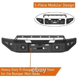 Steel Black Front Bumper withWinch Plate & LED spotlights For Ford F-150 09-14