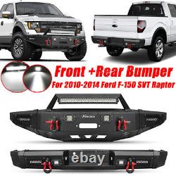 Steel Front Rear Bumper withWinch Plate + LEDs For 2010-2014 Ford F-150 SVT Raptor