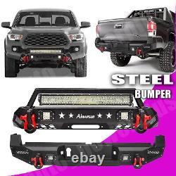 Steel Front and Rea Bumper withWinch LED Lights KIT Fit Toyota Tacoma 2016-2022