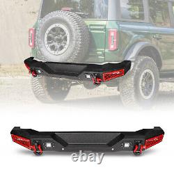 Steel Rear Bumper Texture Black with4 LED Lights+ D-Ring For 2021-2022 Ford Bronco