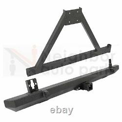 Steel Rear Bumper withHitch Receiver Spare Tire Rack for 87-06 Jeep Wrangler YJ TJ