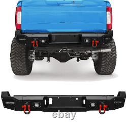 Steel Rear Bumper with Lights & D-rings For 17-22 Ford F250 F350 F450 Super Duty