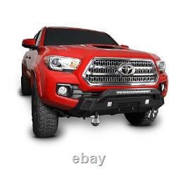 Stubby Steel Front Bumper withLight Bar D-ring Fit Toyota Tacoma 3rd Gen 2016-2022
