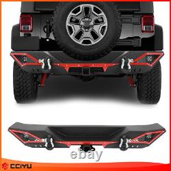 Textured Heavy Duty Rear Bumper Guard withLed Light for 2007-2017 Jeep Wrangler JK