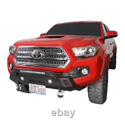 Textured Steel Stubby Front Bumper with Led Light Bar for Tacoma 16-21 3rd Gen