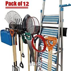 Tool Storage Rack, Heavy Duty Steel Garage Wall Mount Garden Tool Organizer