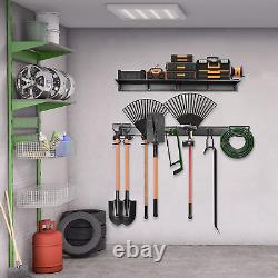 Tool Storage Rack with Shelf, Garage Wall Mount Organizer, Heavy Duty Steel Gara