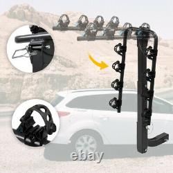 Tow Bar Hitch Mount Rack for 4 Bikes Car Rear Heavy Duty Steel Bicycle Carrier