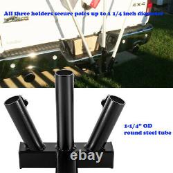 Universal Heavy Duty 3 Flag Pole Holder 2Hitch Mount for Truck SUV Trailer Jeep