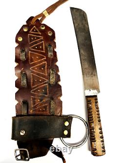 Vintage Massive 15 Mountain Man Bush Knife, Carbon Steel, 6 Pins, Heavy Duty