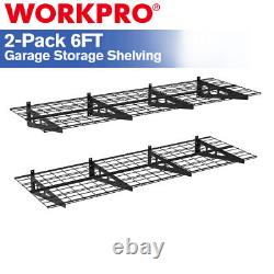 WORKPRO 2PCS 2x6FT Garage Wall Shelving 7224 Heavy Duty Wall Mounted Shelving