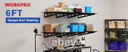 WORKPRO 2-Pack 2 X 4FT/6FT Garage Wall Shelving Heavy Duty Wall Mounted Shelving
