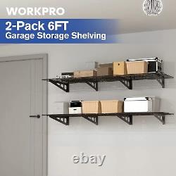 WORKPRO 2 X 4FT/6FT 2-Pack Garage Wall Shelving Heavy Duty Wall Mounted Shelving