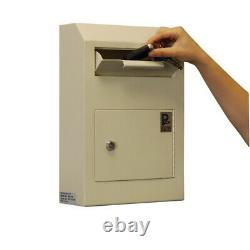 Wall Mount Drop Box Safe Heavy Duty Steel Secure Cash Keys Mail Slot Lock Boxes