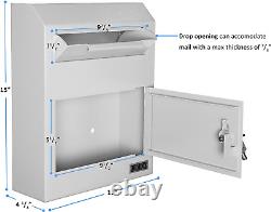 Wall Mount Locking Drop Box, Heavy Duty Steel Mailbox for Rent Payments