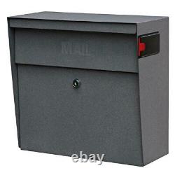 Wall-Mount Mailbox High Security Locking Large Heavy Duty Steel Granite Gray