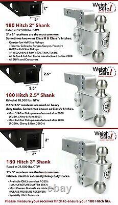 Weigh Safe 180 HITCH CTB4-2-KA 4 Drop Hitch 2 Receiver 12500 LBS +Receiver Pin