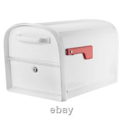 White Parcel Mailbox 2 Access Doors Front Back Safety Heavy Duty Locking System