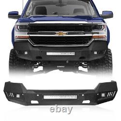 Black Acier Front Bumper Withled Light Bar Fit Chevy Silverado 1500 2016-2018