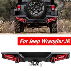 Bouclier arrière pour Jeep Wrangler JK de 2007 à 2018 avec feux LED DRL et trous de montage des plaques d'immatriculation.