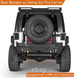 Bouclier arrière robuste avec porte-pneu, adapté aux fûts d'huile pour Jeep Wrangler JK de 2007 à 2018.