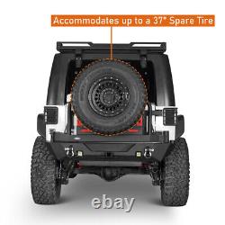 Bouclier arrière robuste avec porte-pneu, adapté aux fûts d'huile pour Jeep Wrangler JK de 2007 à 2018.