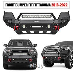 Bumper Avant En Acier Avec Plaque De Treuil Et Led Et Boucles D Kit Pour 16-2022 Toyota Tacoma