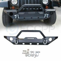 Eccpp Bumper Avant En Acier Pour Jeep Wrangler Jk 07-18 Texturé Dur + Treuil Garde