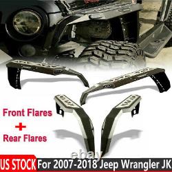 Fits 2007-2018 Jeep Wrangler Jk 4pcs Avant Et Arrière Fender Flares Acier Lourd