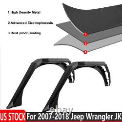 Fits 2007-2018 Jeep Wrangler Jk 4pcs Avant Et Arrière Fender Flares Acier Lourd