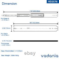 Glissières de tiroir ultra résistantes VADANIA VD2576 485lb avec verrouillage, montage latéral, 1 paire