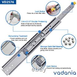 Glissières de tiroir ultra résistantes VADANIA VD2576 485lb avec verrouillage, montage latéral, 1 paire