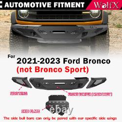 Pare-chocs avant tout terrain en acier robuste noir plein format pour Ford Bronco 2021-2024