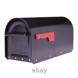 Post Mount Mailbox Heavy Duty Black Galvanized Steel Large Non-locking Mail Box