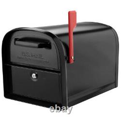 Post-mount Mailbox Black Galvanized Steel Us Mail Large Heavy-duty 2 Portes