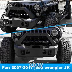 Pour 2007-2018 Jeep Wrangler Jk Jku Bumper Avant Acier De Service Lourd Noir Avec D-ring