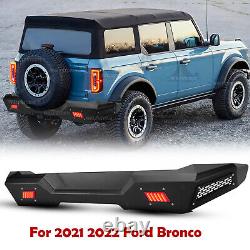 Pour 2021 2022 Ford Bronco Pare-chocs arrière en acier robuste revêtu de poudre avec lumière LED